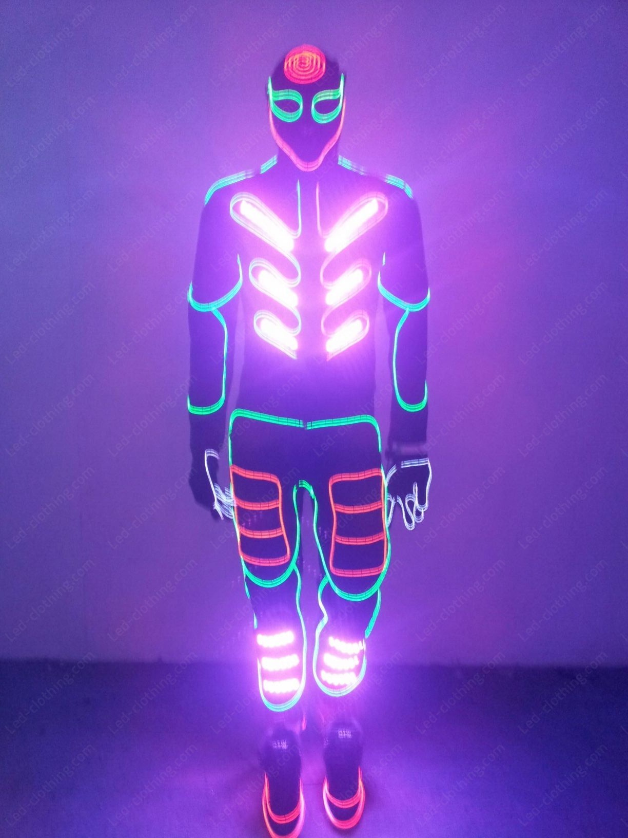 Eat dinner Archaeologist paste Neon Tron LED & Fiber optic dance costume | LED Clothing Studio Inc.