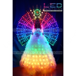 Digital LED dress with backside wings and wireless control